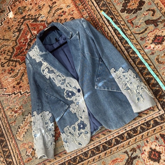 Embroidered Denim Blazer - Picture 5 of 5
